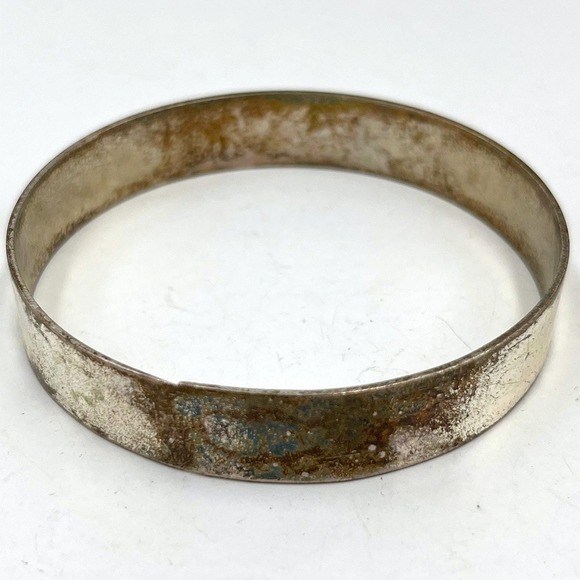 The Unbranded Brand Jewelry - VTG‎ Silver Tone Flat Band Bangle Bracelet Classic Stackable Minimalist Jewelry